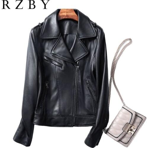 Real Leather Genuine Jacket Women 100% Natural Sheepskin Plus Size Coat Korean Short Moto Doudoune Chaquetas De Mujer RZBY254