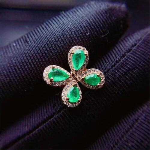 Xin Yipeng real natural emerald earrings gemstone 925 sterling silver gold plated fine wedding jewelry for women