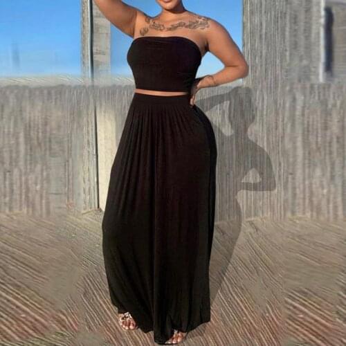 Women Sleeveless Two Piece Set Fashion Backless Solid Top Slit Beach Long Maxi Skirt Two-piece Suit Set Ropa Mujer #G3