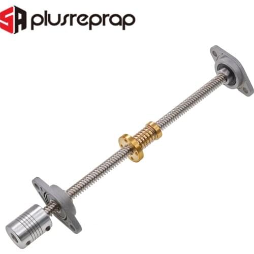 1 Set T8 Lead Screw Lead 8 or 2mm + Anti backlash Spring Loaded Nut + 2PCS KFL08 Bearing Bracket + 5x8mm Coupling for 3D Printer