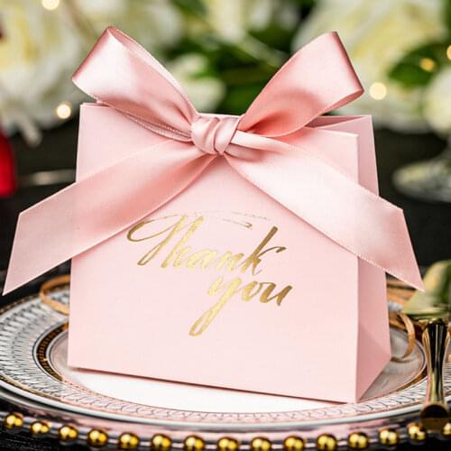 10pcs Wedding Favors Packaging Bag Paper Gift Box for Guests Valentines Day Engagement Birthday Party Candy Boxes With Ribbon