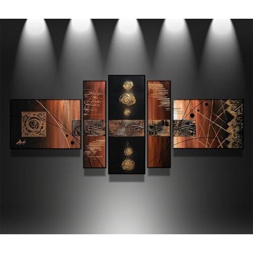 100% Hand-painted Modern Wall Art Abstract Handmade Oil Painting On Canvas Wall Art Picture 5 pcs/set Dinning Room Decor