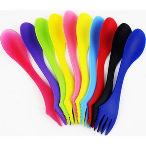 100piece Polychromatic three-in-one spoon plastic knife and fork one spoon plastic knife and fork spoon plastic tableware