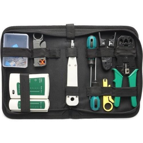 14 pcs/set RJ45 RJ11 RJ12 CAT5 CAT5e Portable LAN Network Repair Tool Kit Utp Cable Tester AND Plier Crimp Crimper Plug Clamp PC