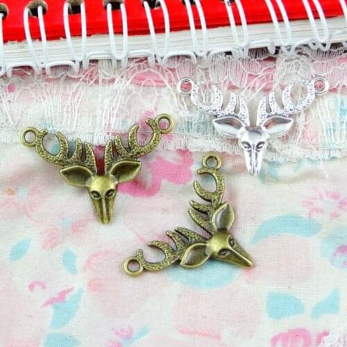 30pcs 33.7*21.1MM Antique Silver Plated Antique Bronze Plated Deer Charms DIY Jewelry Making Pendant Handmade Crafts