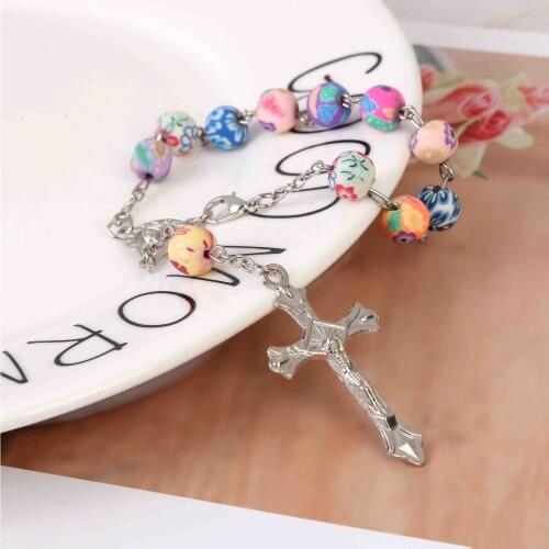 48 pieces of 8mm soft ceramic beads rosary bracelet, Guadalupe bracelet, soft ceramic rosary bracelet. Jesus Cross Bead Bracelet