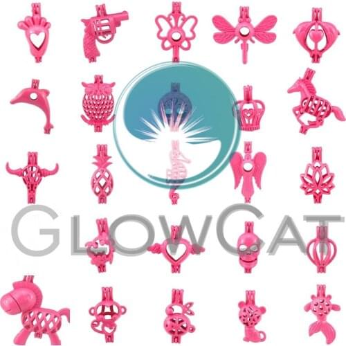 New Year Gift Locket Hot Pink Foot Gun Butterfly Lotus Angel Wings Animal Oyster Pearl Beads Cage DIY Jewelry Making