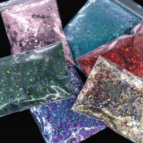 50g/bag Nail Flakes Sequins Chunky Laser Holographic Mix Glitter Powder Dust Paillette DIY Hexagon Shinning Nail Art Decorations