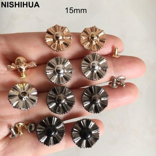 50 sets - Metal Sunflower Rivet Studs 15mm Gold/Silver/Black,Decoration Rivets For Clothing,Punk Rock Spike Rivet -A