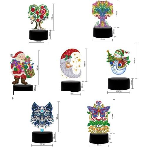 5D Diy Diamond Painting Led Light Pad Partial Drill Christmas Picture Diamond Mosaic Rhinestone Crystal Painting Holiday Gift