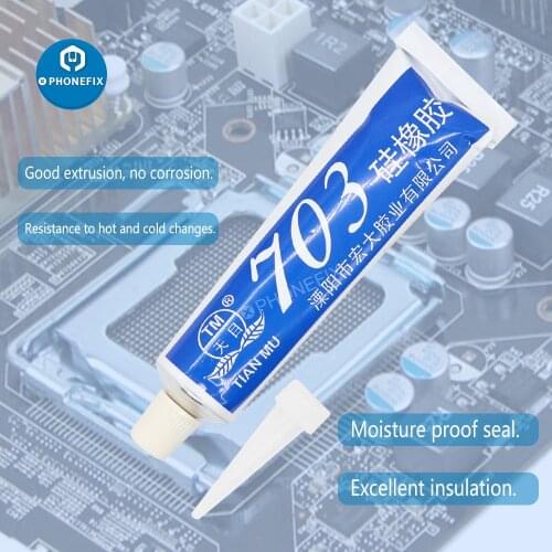 703 Adhesive Silicone Rubber High Temperature Resistant White Waterproof Strong Electronic Sealant for Glass Metal Plastic