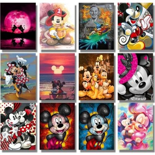 Disney 5d Diy Diamond Painting Mickey Anime Square Round Mosaic Picture Cartoon Diamond Embroidery Cross Stitch Kits Pattern