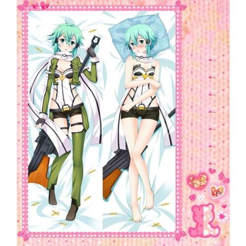 Anime Cartoon Sword Art Online Double Bolster Hugging Pillow Case Pillow Cover Pillowcase Peach Skin 2 Way No.11041