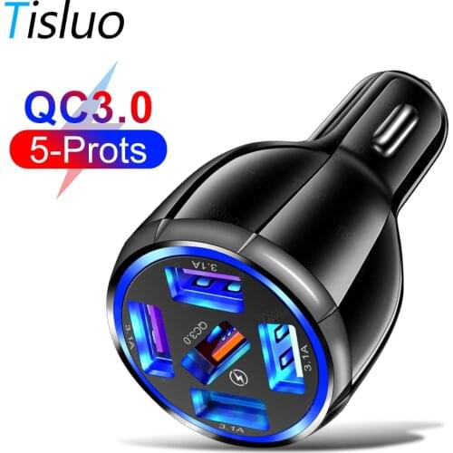 5 USB Car charger Fast Charger for iphone 12 xiaomi mi9 Huawei Samsung Quick charge 3.0 Charger portable usb Car charger adapter