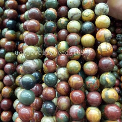 Free Shipping Fashion Jewelry 8mm Beautiful Natural Picasso Jaspe Round Loose Beads 15" FG7132