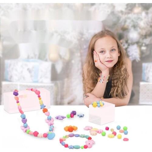 DIY Handmade Colorful Acrylic Beads Girls Jewelry Necklace Bracelet Handmade String Bead Puzzle Toy Childrens Toys