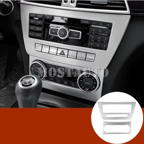 For Benz C Class W204 S204 Interior Console CD & AC Panel Trim Cover 2010-2013 2pcs Car Accessories Interior Car Decor Car Trim