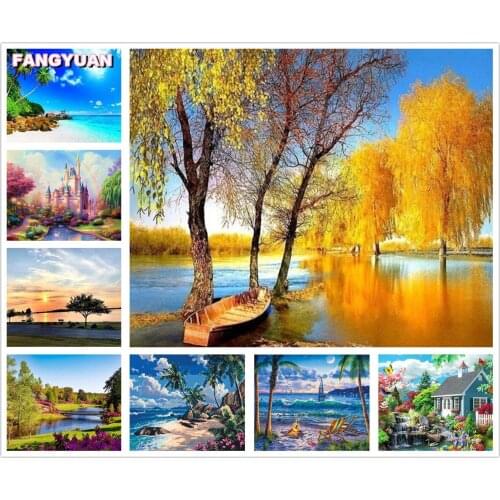 Картины по номерам пейзажи FANGYUAN China At AliExpress