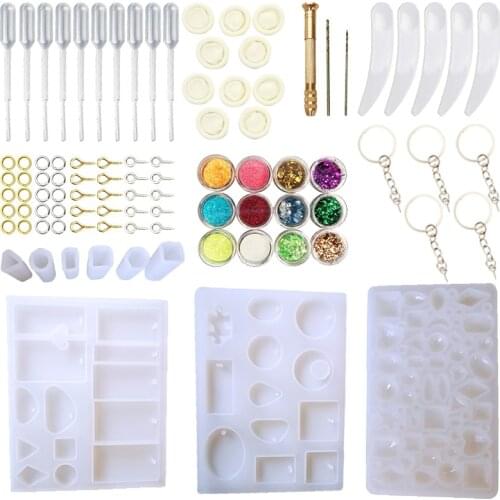 DIY Pendant Jewelry Casting Molds, Silicone Resin Jewelry Molds Set DIY Making Tool Crafting Pendant Earrings