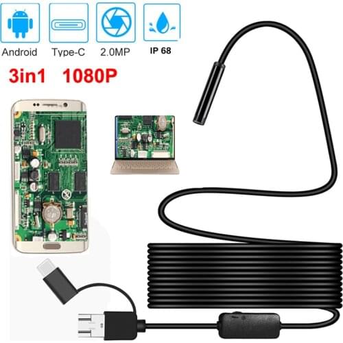 1080P Newest USB Snake Inspection Camera 2.0 MP IP68 Waterproof USB Type-C Endoscope with 8 LED for Samsung Huawei Xiaomi PC
