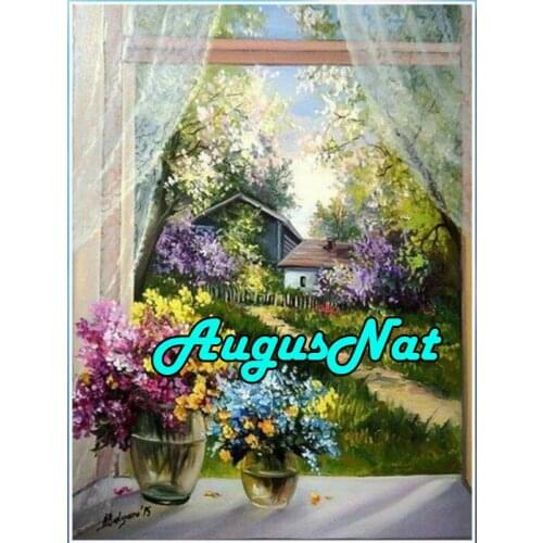 5d full diamond painting window flowers daimond embroidery kits diamant rhinestone picture oil paint by number canvas paint big