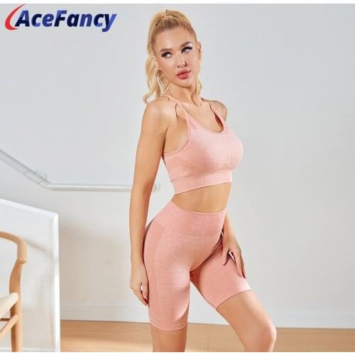 Women Vital Seamless Yoga Set Acefancy 2782A Sport Bra Push Up Gym Shorts /Leggings Female Gym Seamless Yoga Set Vital Sports