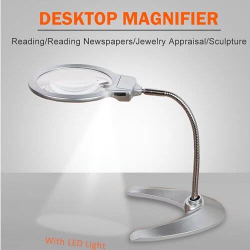 LED 5X 2X Magnifier Portable Foldable Lamp Illuminated Magnifier with Box LED Light Loupe Magnifier Screen for Newspaper Reading