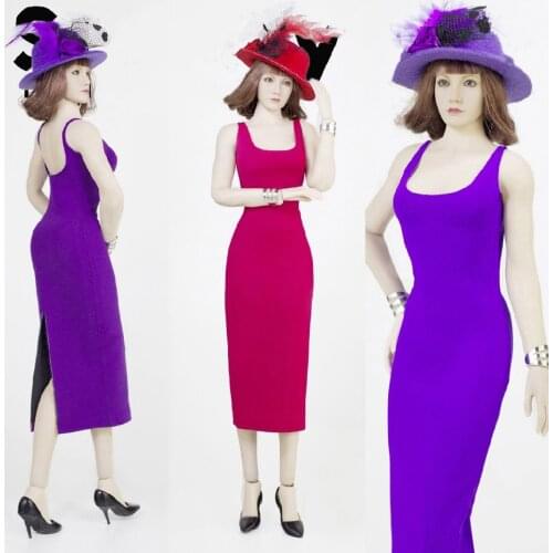 S03 1/6 Scale Female Clothes Set Black Long Dress Hat High heels Bracelet Model for 12'' Woman Action Figure Accessory