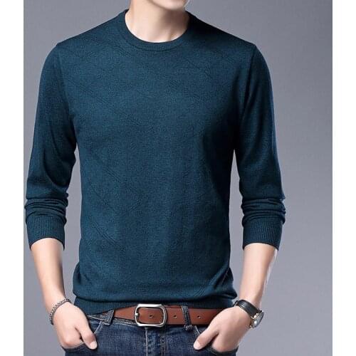 Man Thin Wool Sweater Spring Autumn Male O-Neck Jumper Long Sleeve Casual Plaid Knit T Shirts