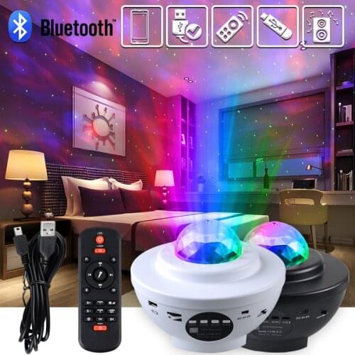 Bluetooth Music Starry Star Projector Light Sound Activated USB LED Night Light Christmas Birthday Gift Sleeping Bedside Lamp