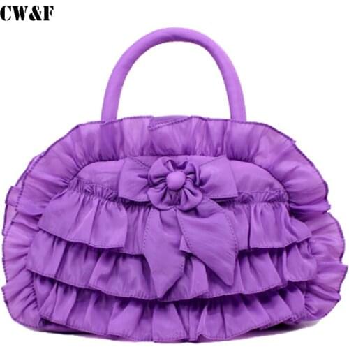 Girls summer new handbag bag Korean wild solid color princess lace cloth bag