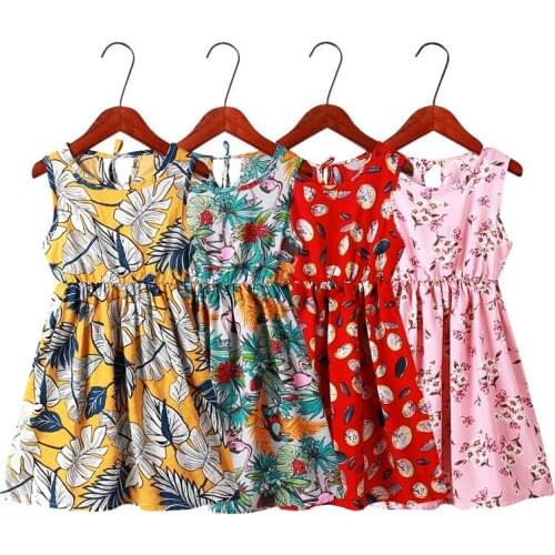 Dresses Mom And Daughter 2021 Summer New Girls Beach Wear Fowler Printing Family Beautiful Dress Thin Soft Kids Holiday Clothes