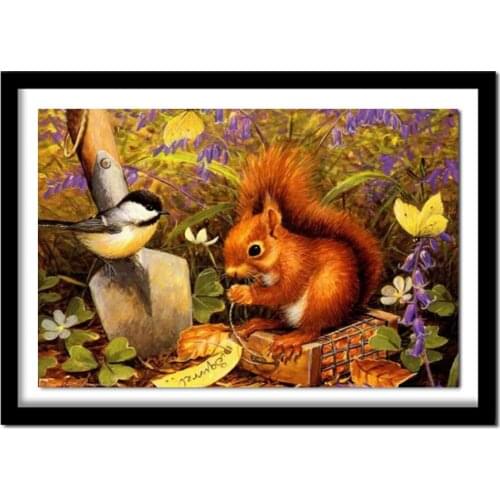 Full Square/Round Drill 5D DIY Diamond Painting "Squirrel & Bird" Embroidery Cross Stitch Home Decor Gift A01513