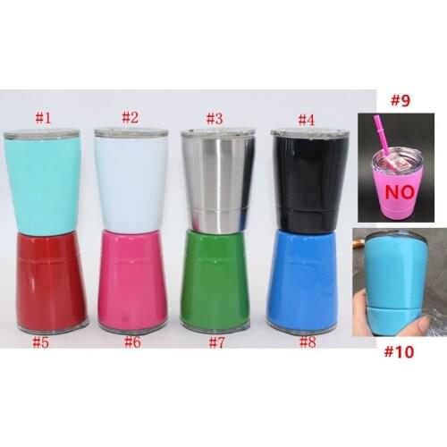 Quevinal20pcs 8.5oz wine tumbler wine glasses Stainless mugs Travel Vehicle Beer Mug non-Vacuum Insulated mugs straws kids cups