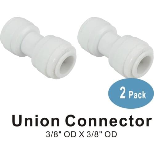 Union Connector 3/8-Inch x 3/8-Inch Quick Connect RO System Fittings - 2 PACK