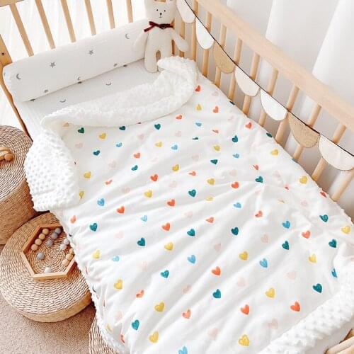 Big Size 3D Dot Muslin Cotton 2 layers Heart Print Soft Baby Blanket Summer Toddler Blanket Crib Quilt Big Child Blanket