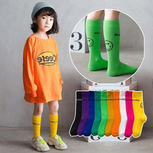 Spring And Autumn Childrens Socks Pure Cotton Leg Socks Smiling Face Sports Socks Of Boys And Girls In The Baby