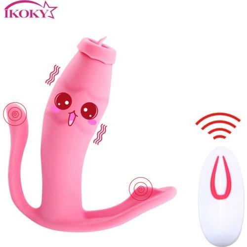 IKOKY 10 Frequency G-spot Vaginal Clitoral Stimulator Invisible Wearable Tongue Vibrator Sex Toys for Women Female Masturbation