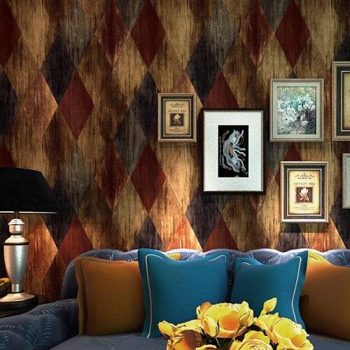 Vintage Imitation Soft Leather Pattern Wallpaper American Country Diamond Plaid Nostalgic Bedroom Living Room Television Backgro