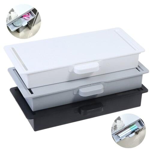 Under Desk Storage Box Invisible Drawer Desk Bottom Paste Type Finishing Box