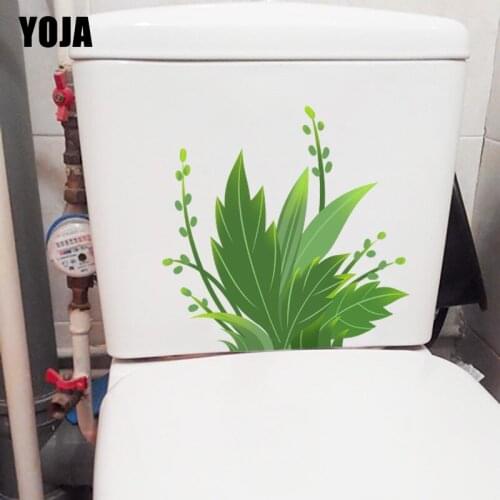 YOJA 21.1*20.9CM Green Small Fresh Grass Toilet Seat Decor Decal Home Wall Sticker T1-1078