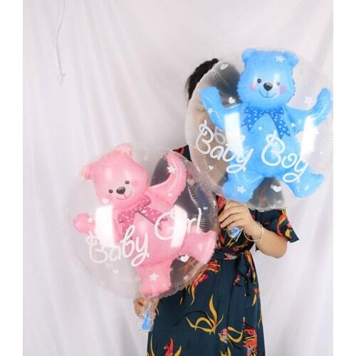 1Pcs 2Colors Bubble Ball DIY Decor Nice Gift Baby Shower Balloon 24 Inch Transparent Baby Bear Birthday Party Supplies