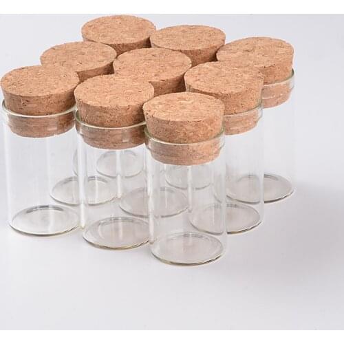 10ml Empty Glass Test Tube Bottles With Cork Stopper Transparent Clear Vials Jars Food Spice Gift Bottles 100pcs