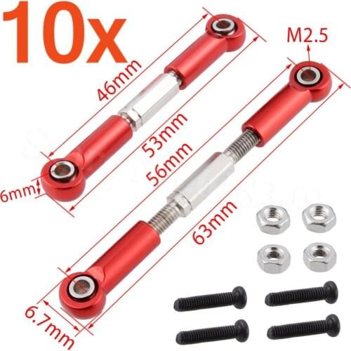 10Pairs/Lot Metal Aluminum Servo Linkage Rod Turnbuckle Link 0018 For WLtoys 1/12 RC Car 12428 12423 Crawler Short Course Truck