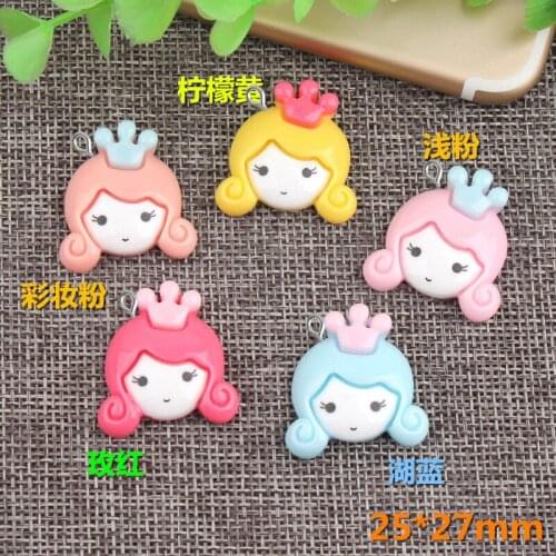 10pcs 25*27mm Resin crown girl princess charms flatback kawaii cabochon for diy craft fashion jewelry making findings components