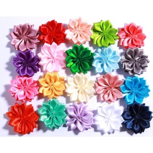 10PCS 4CM Artificial Flower Satin Flowers DIY Flower Bouquet for Hair Accessories Rosette Pointed Flower No Hair Clips