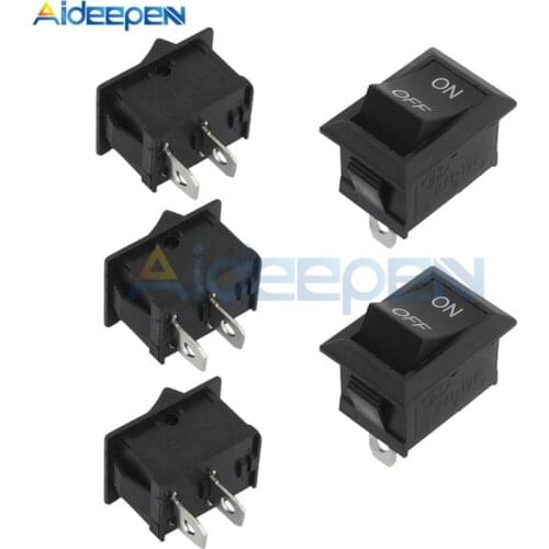 10Pcs/lot 125V 250V 6A KCD1-101 2Pin Snap-in On/Off Car Boat Round Rocker Switch Black Push Button Mini Toggle Switch
