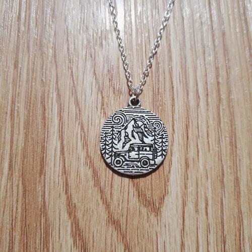 10pcs wholesale jeep car in the mountain camping Necklace travel on the pine tree mountain Vintage camping Jewelry SanLan