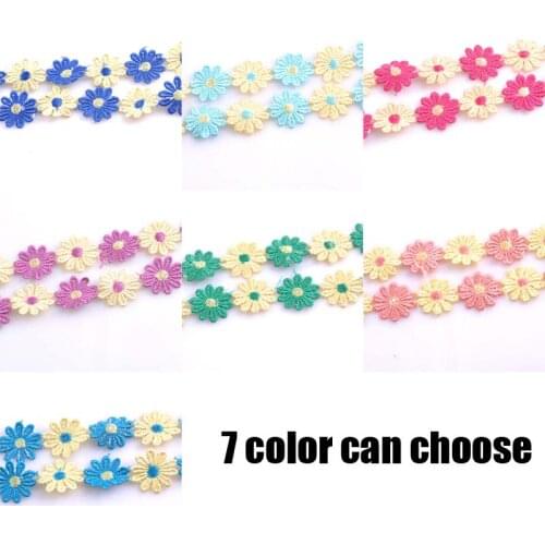 30mm Width 2yards/ lot Multicolor Flower Inelastic Lace Decorative Lace Wedding Birthday Christmas Decorations 7color CP0638
