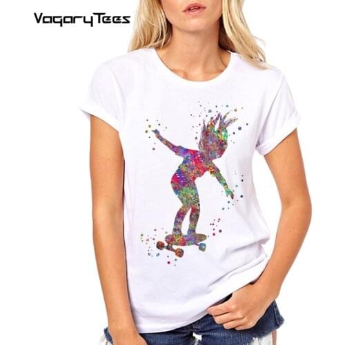 2021 Fashion Casual skateboard outdoor street sports Short Sleeve Female T-shirt New Skater Girl Printed Women tshirt